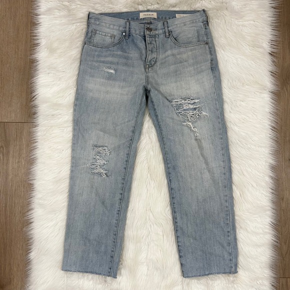 PacSun Denim - PacSun Boyfriend‎ Jeans Light Wash Distressed Ripped Raw Hem Women's Size 28